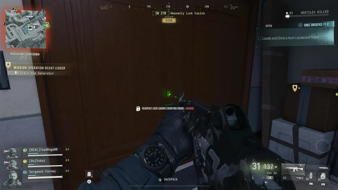 GamesRadar+ screenshot of the Heavenly Luck Casino Counting Room door with its LOCKED prompt