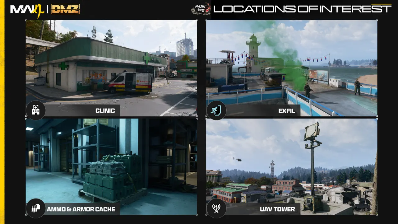 Official Hajin facility reference: the UAV Tower is in the lower-right panel